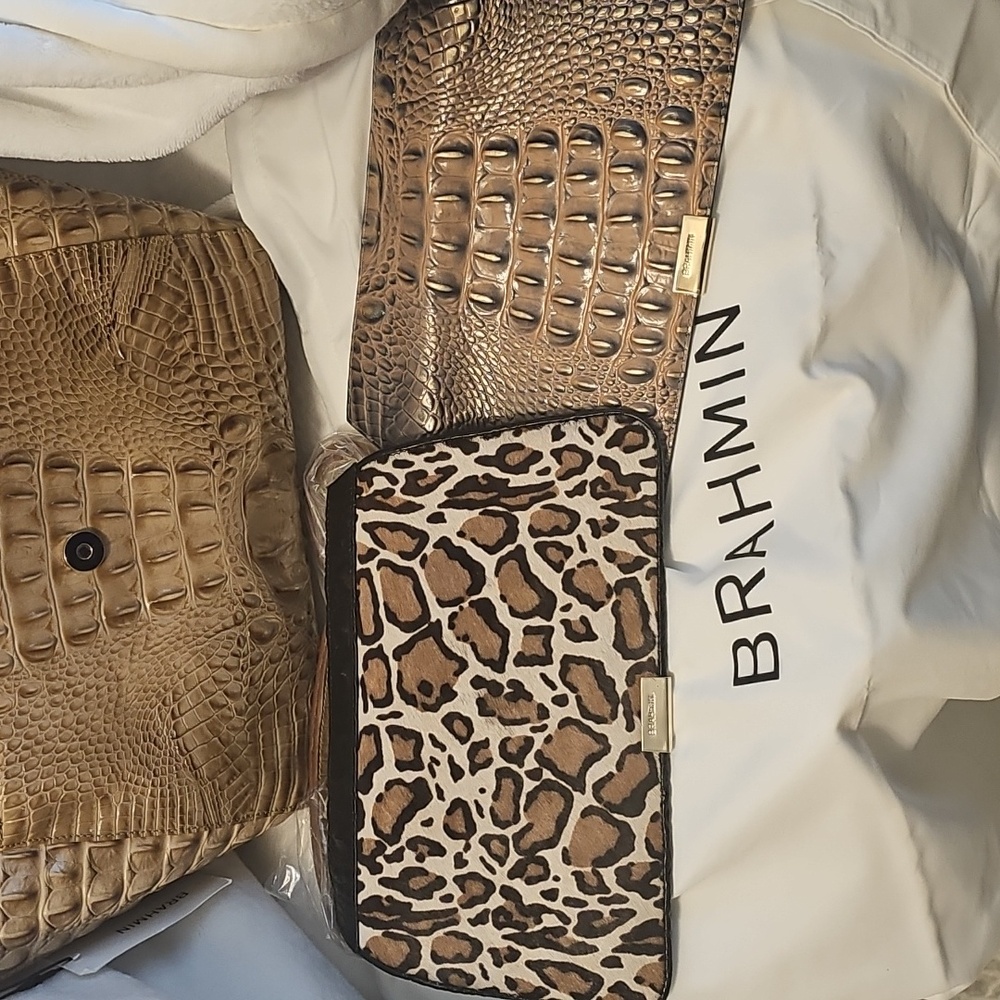 NEW W/ Tag Brahmin Tan/brown Crocodile Embossed Women's Bag - Picture 3 of 5